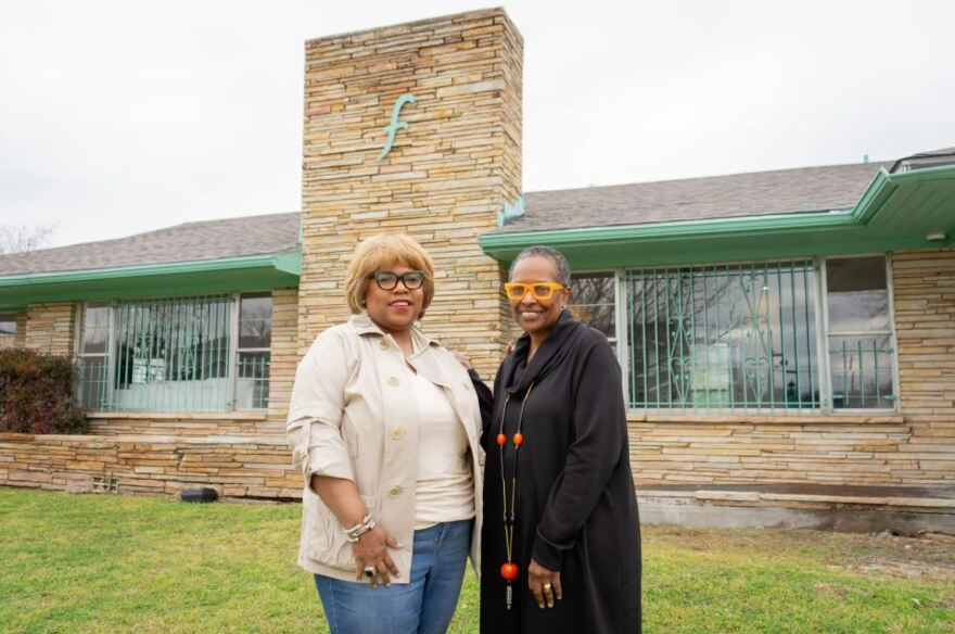 Co-founders Marnese Elder and Jennifer Giddings Brooks in front of the Renaissance House