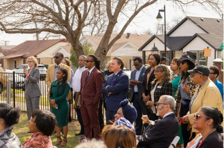 Guests gathered outside the Renaissance House during its February 2024 opening